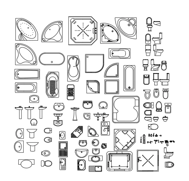 03. Autocad Plumbing library – 2 ( Top view )