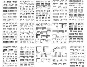 04. Autocad Cushioned furniture ( Top view )