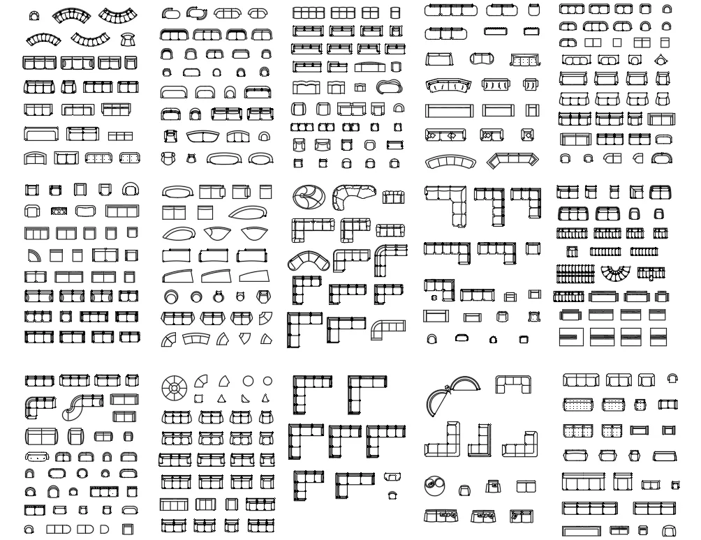 04. Autocad Cushioned furniture ( Top view )