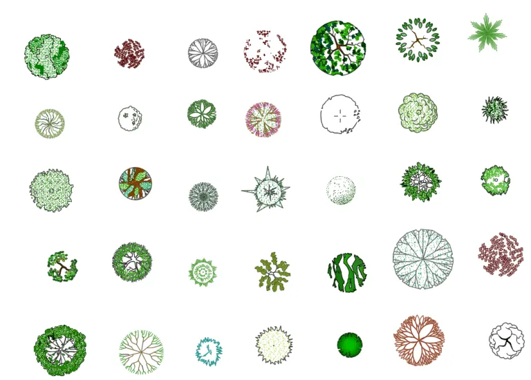 16. AutoCad Trees Block ( Site plan + Color )