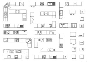 01. AutoCad Kitchen furniture ( Top view )